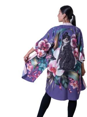 kimono con estampado de oso de anteojos