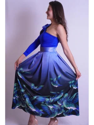 Falda azul oscura colibries