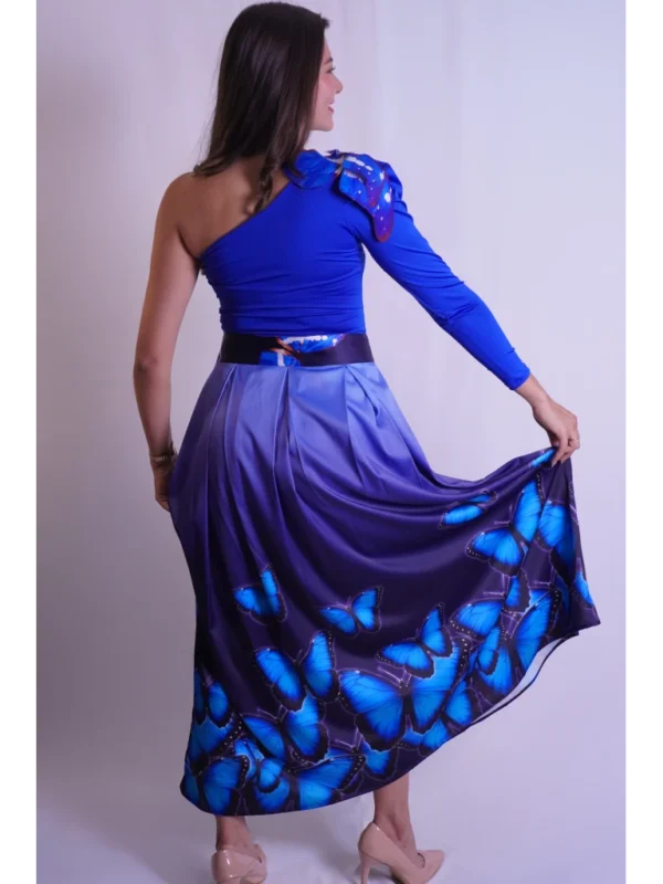 Falda azul oscura mariposas azules (2) Falda azul oscura mariposas azules