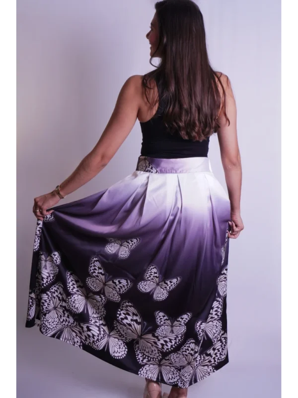 Falda blanca morada mariposas blancas (2) Falda blanca morada mariposas blancas