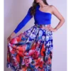 Falda blanca y azul con mariposas azules