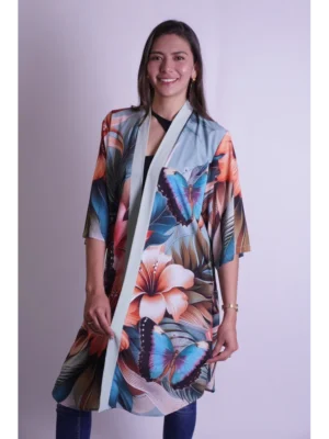 Kimono mariposa morpho acuarela