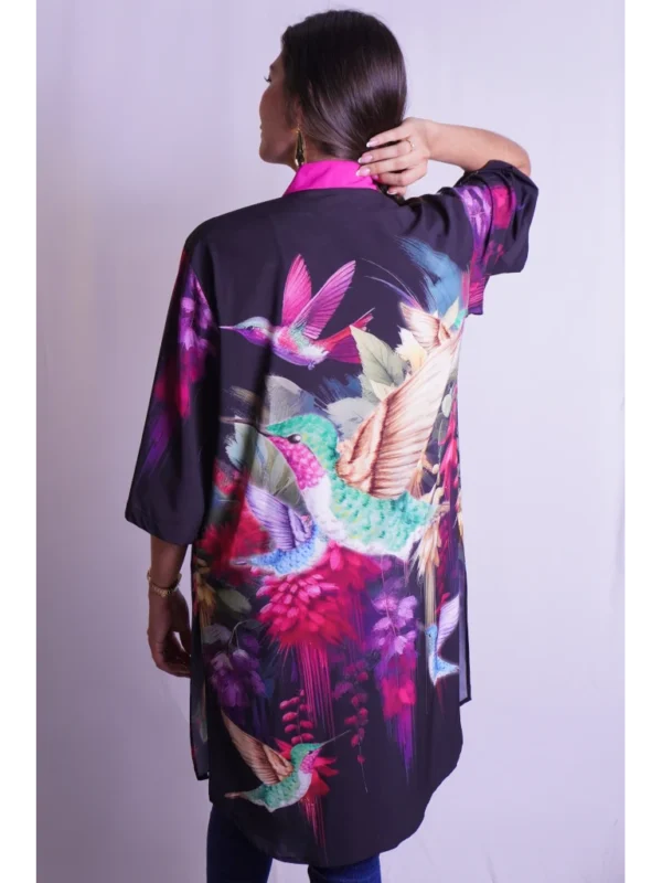 Kimono negro colibrí (1) Kimono negro colibrí