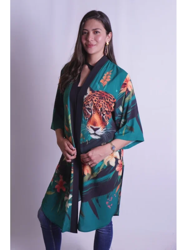 Kimono verde jaguar (2) Kimono verde jaguar