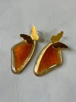 Arete alas naranjas topo bronce