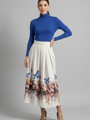 Talla L - Falda tablas blanca