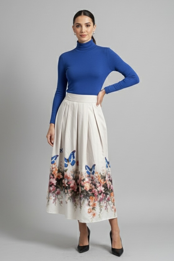 Talla L - Falda tablas blanca