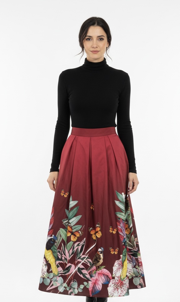 Falda tablas vinotinto