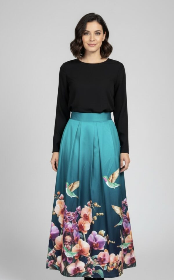 Falda tablas colibrí aguamarina