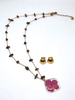 Conjunto Flor suspendida rosa oscuro