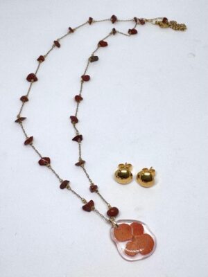 Conjunto Flor suspendida naranja