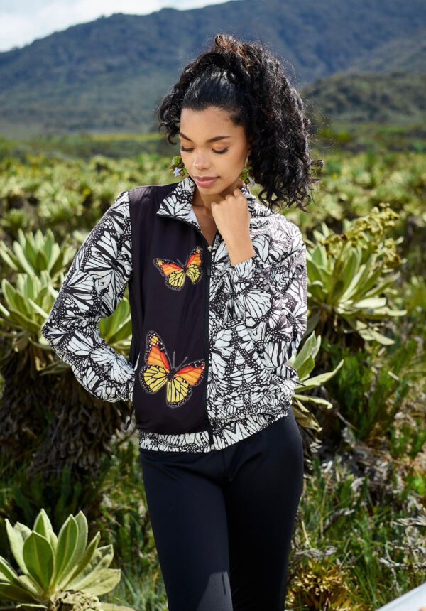 Chaqueta monarca blanco y negro
