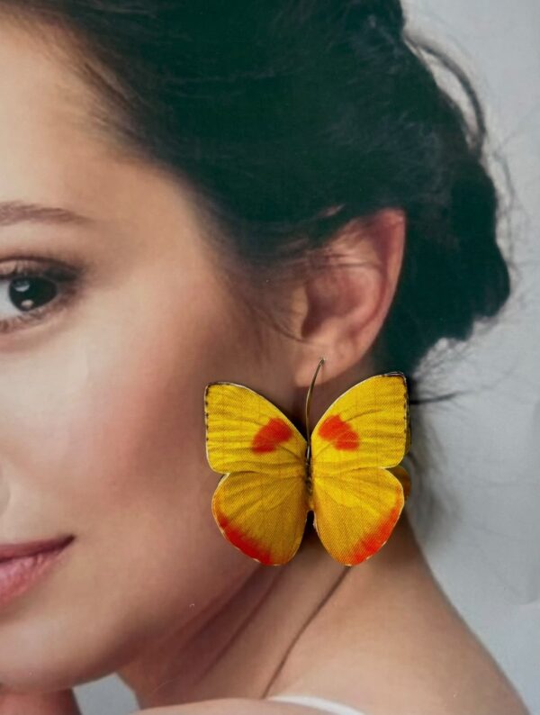 Aretes Colombia. Mariposas tela