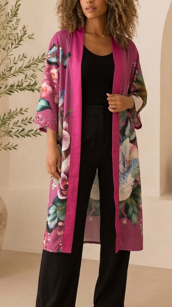 Kimono colibrí fucsia