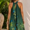 vestido corto cuello halter verde mariposa