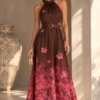 Vestido largo cuello halter Guayacan