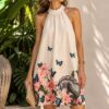vestido corto cuello halter zarigüeya