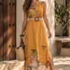 Vestido largo tipo lino