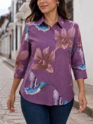 camisa primavera colibrí lila