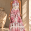 Vestido largo cuello halter Guayacan y portones
