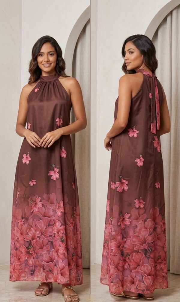 Vestido largo cuello halter Guayacan
