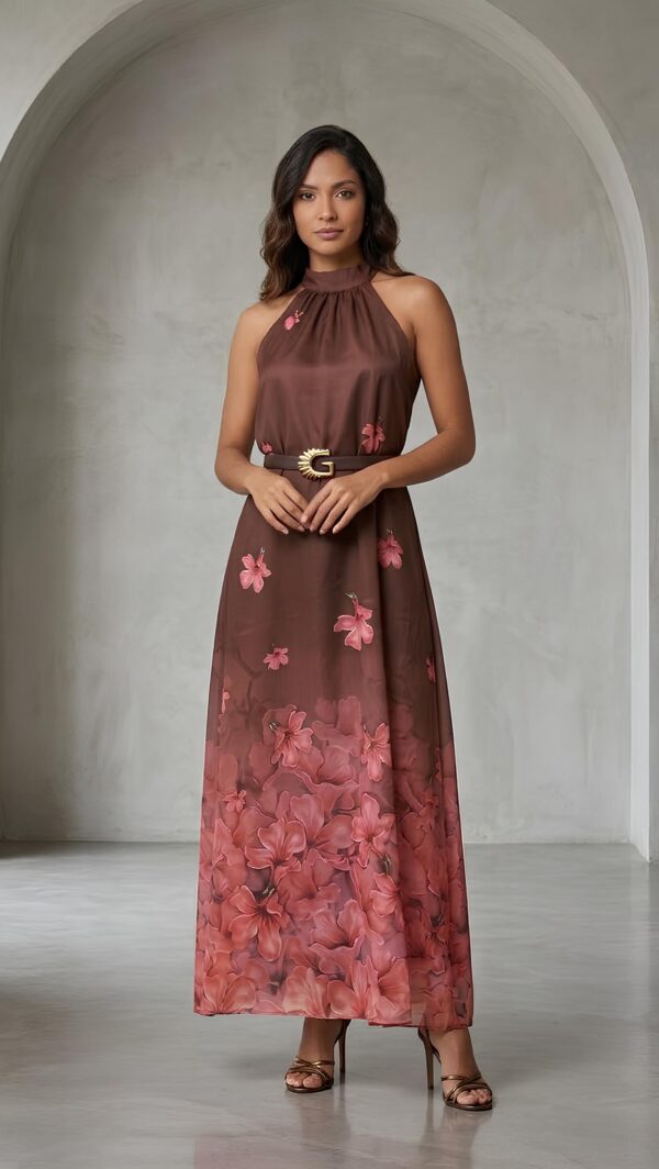 Vestido largo cuello halter Guayacan