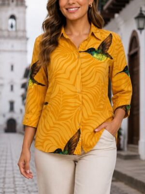 camisa primavera colibrí amarillo