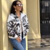chaqueta pana blanco y negro jaguar