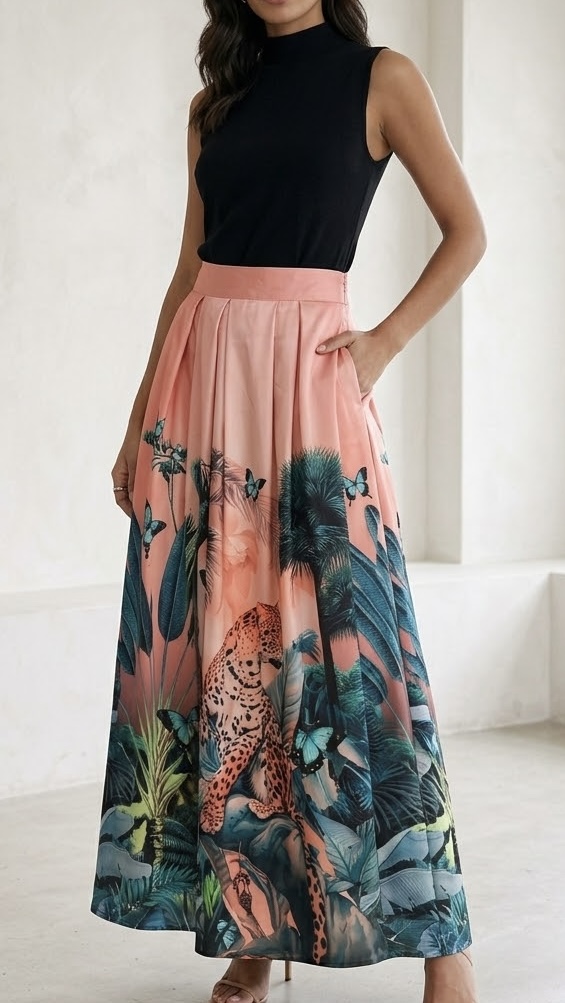 Falda tablas Salmon de jaguar