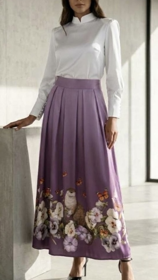 Falda tablas lila nutria